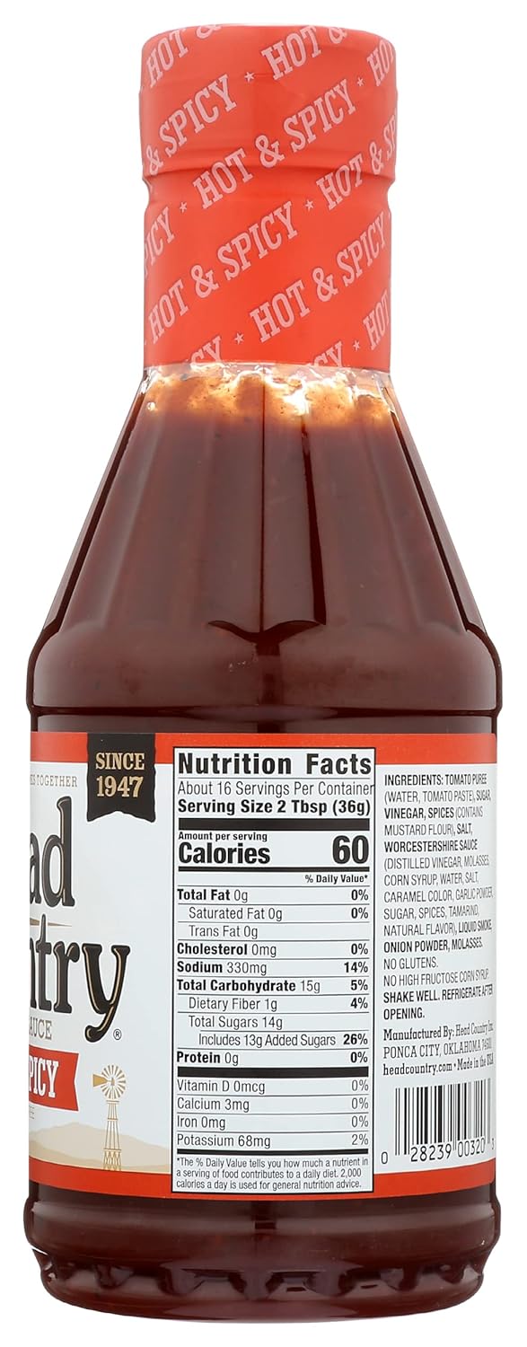 Head Country Bar-B-Q Sauce, Hot & Spicy | Soy Free, Gluten Free Spicy BBQ Sauce With No Added Preservatives | Spicy & Tangy Championship Barbecue Sauce For Pizza, Spuds & Wings | 20 Ounce, Pack of 1 - Image 6