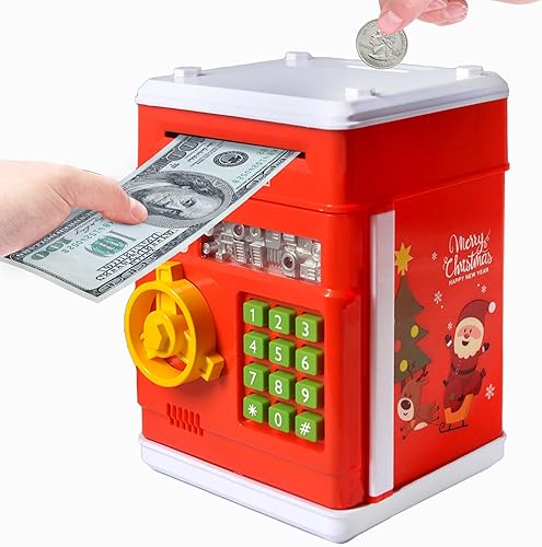 Alcancía para niños, juguetes de bancos para niños de 3 a 12 años, regalos de cumpleaños, dinero electrónico, monedas, bancos con protección por