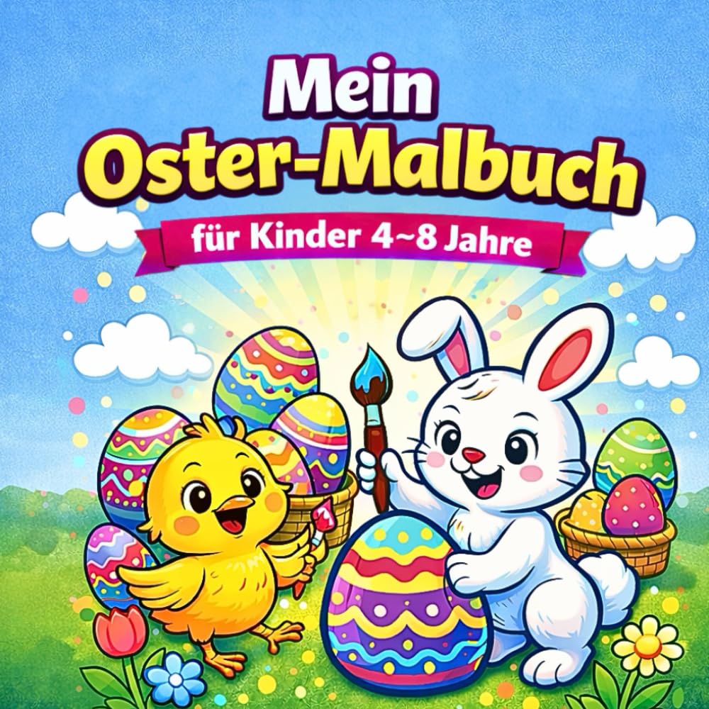 Mein Oster-Malbuch für Kinder 4–8 Jahre: Süße Osterhasen, Ostereier & Frühlings-Szenen | Ausmalbilder mit klaren Linien für Mädchen und Jungen