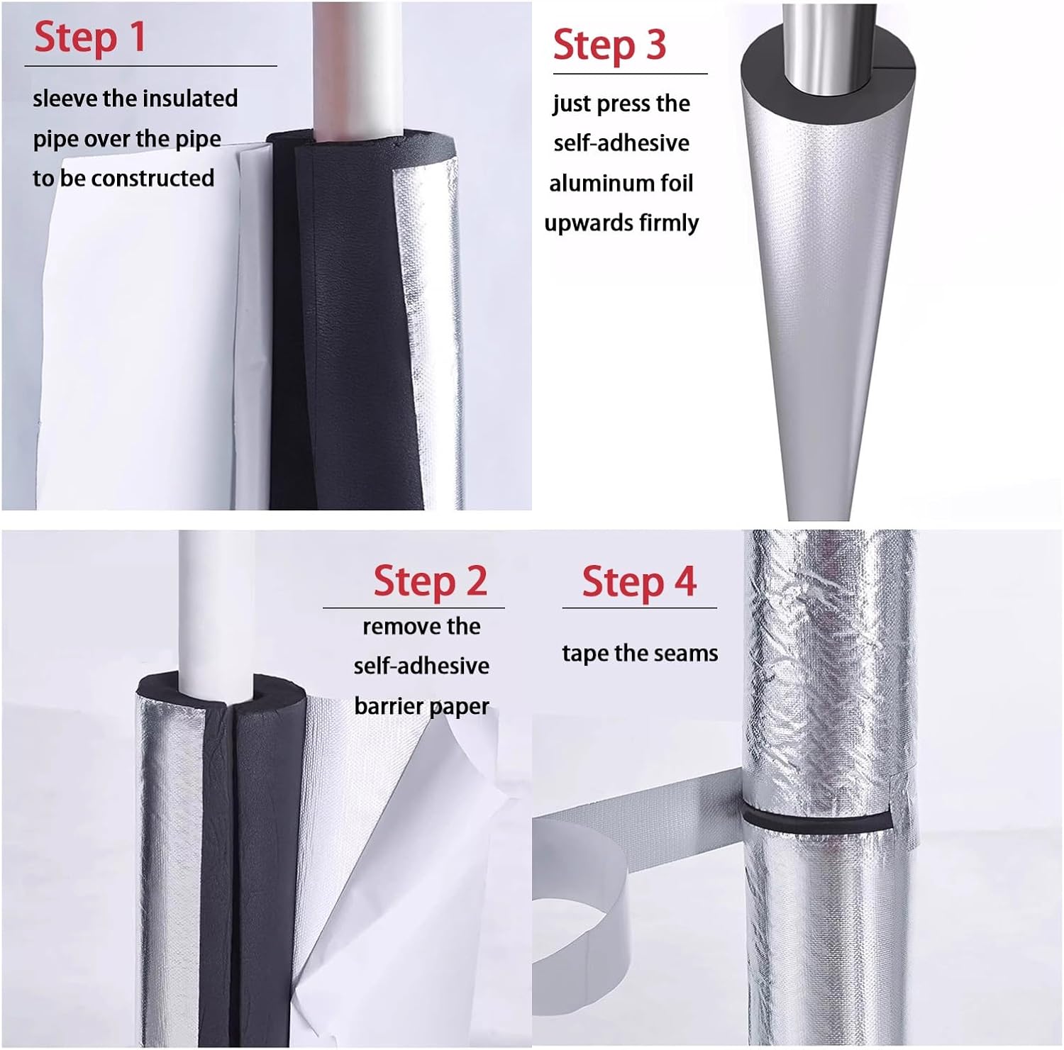 9 self-Adhesive Rubber Insulation Foam,Strong tensile Strength,Aging Resistance,Pipe Insulation,Suitable for Water Pipes, Solar Energy,Sun and Frost Insulation(Id43,Thk50)