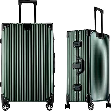 Aoliwei Aluminium Frame Suitcase S 55 cm Hand Luggage - Lightweight 100% PC Hard Shell Trolley in Metal Look, 35L Business Travel Suitcase with TSA, 4 Quiet 360  Wheels, S, simple