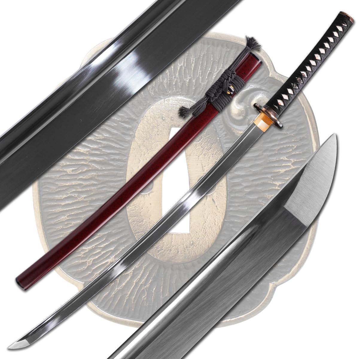 ShadowDancer Handmade Full Tang Katana Sword - Authentic Dojo Tyrannosaurus 9260 Steel Shinogi Zukuri Katana, Clay Temper, and Sharp Edge, Perfect for Iaido, Martial Arts Practitioners, and Collectors