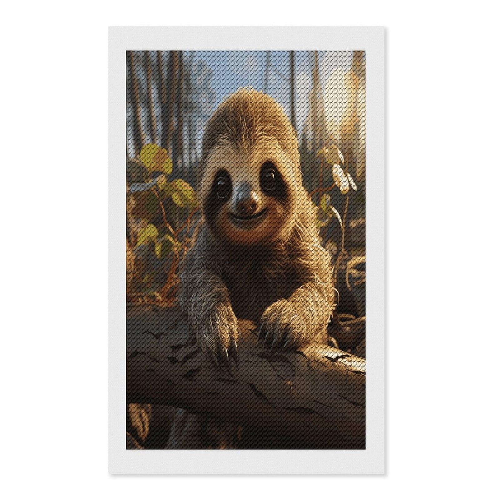 Cartoon Cute Sloth Diamond Art Kits for Adult Round Full Drill Diamond Dots Paintings for Beginner Picture Art DIY Diamond Painting Kits 5D Diamond Art Painting for Home Wall Decor 12"x20"