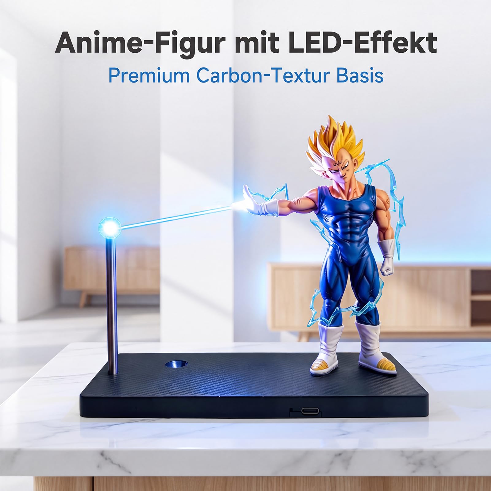 Dragon Ball Magnetisch Nachtlicht,Super Saiyan Son Goku Nachtlicht,Dragon Ball Z Actionfigur Lampe,3D LED Illusion Lampe,décoration de chambre pour fan Goku (stil-2)