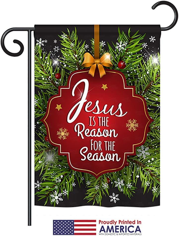 Jesus is the Reason for Season Garden Flag - Nativity Winter Three King Religious Holy Family Wintertime Christian - House Decoration Banner Small Yard Gift Double-Sided Made In USA 13 X 18.5 - Image 4