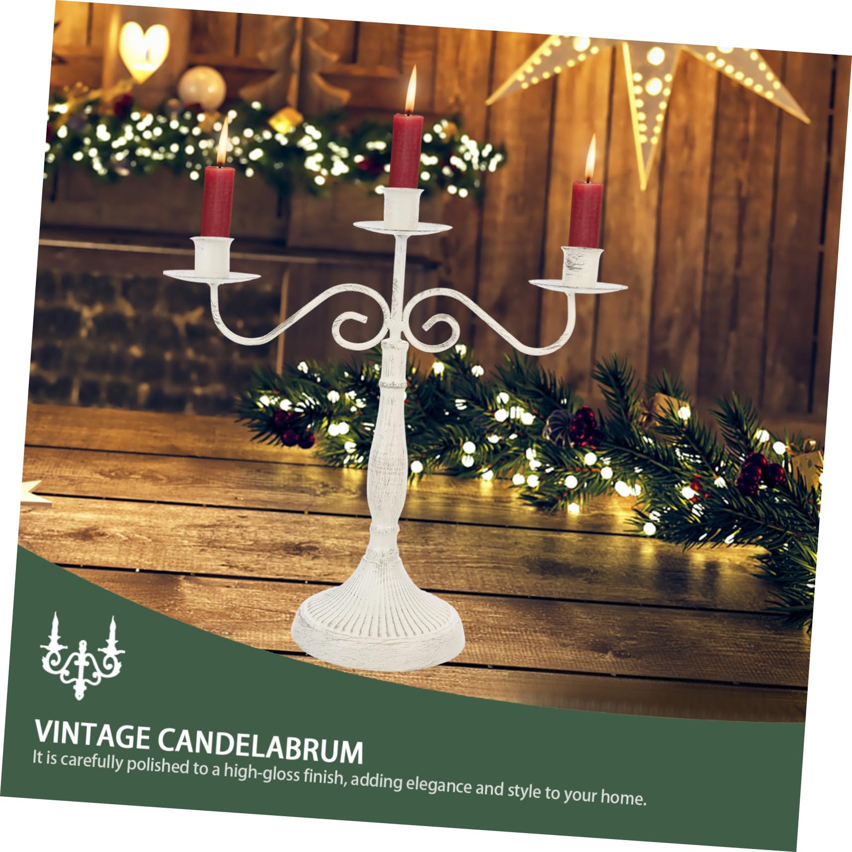 Candelabro a Bracci in Ferro Bianco Stile Vintage per Tavolo