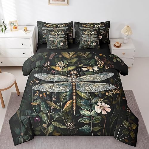 Erosebridal Dragonfly 7 Pcs Comforter Set Full Size Vintage 3D Bedding Set for A