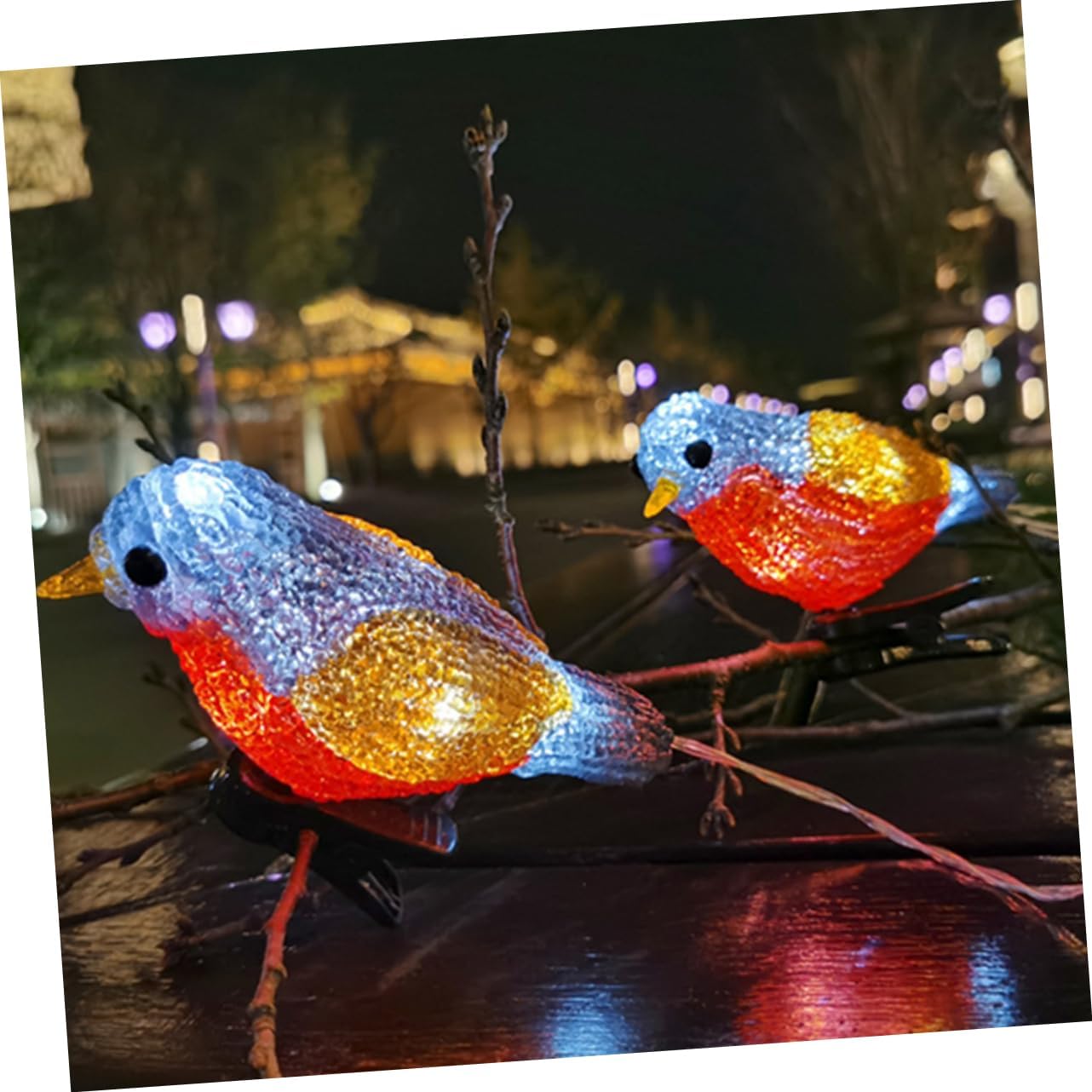 TEHAUX Acrylic Bird Light String Outdoor Landscape Decoration with Clips LED Garden Lights for Patio and Saving and Weather Resistant Design