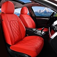 Vista 21 de Coverado Fundas de Asientos Delanteros, Funda de Asiento de Cuero Sintético de Lujo Impermeable, Protector de Asiento de Coche Beige, Funda