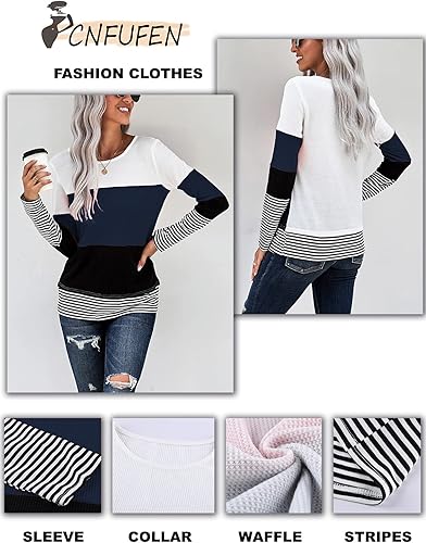 Miniatura 9 de CNFUFEN Womens Fashion Solid Color T Shirts Long Sleeve Tunics Casual Comfy Tops