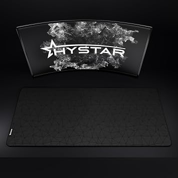 Hystar Extended Gaming Mouse Pad | L 45 x 20 | 5mm Thick, Waterproof Surface, Smooth Polyester Fabric, and Natural Rubber Base | Poly (Black)