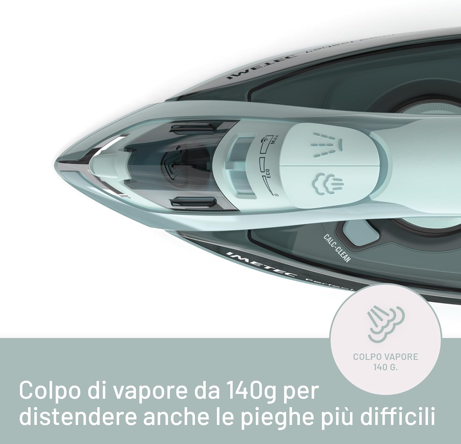 Imetec Perfect Comfort, ferro da stiro a vapore, leggero, maneggevole, protezione anticalcare, colpo vapore 140 g, piastra acciaio inox, 2200 W, impugnatura ergonomica, tecnologia risparmio energetico Imetec Perfect Comfort, ferro da stiro a vapore, leggero, maneggevole, protezione anticalcare, colpo vapore 140 g, piastra acciaio inox, 2200 W, impugnatura ergonomica, tecnologia risparmio energetico