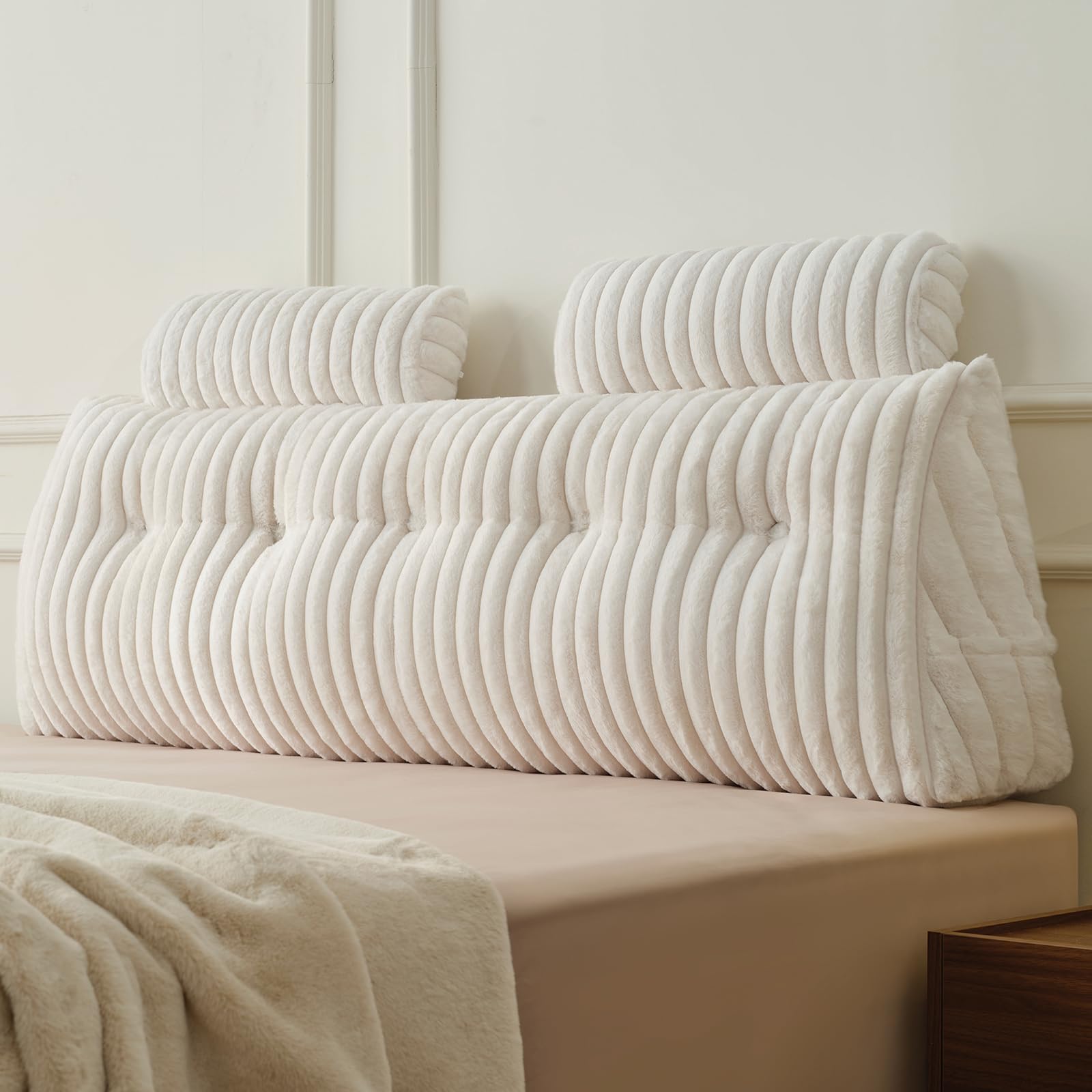 Z-hom Cuscino Schienale, Cuscino triangolare per testiera con fodera rimovibile, Cuscino da lettura per letto, cuscino schienale divano, cuscino da lettura, Varietà a fibra lunga (150 x 50 x 20 cm)