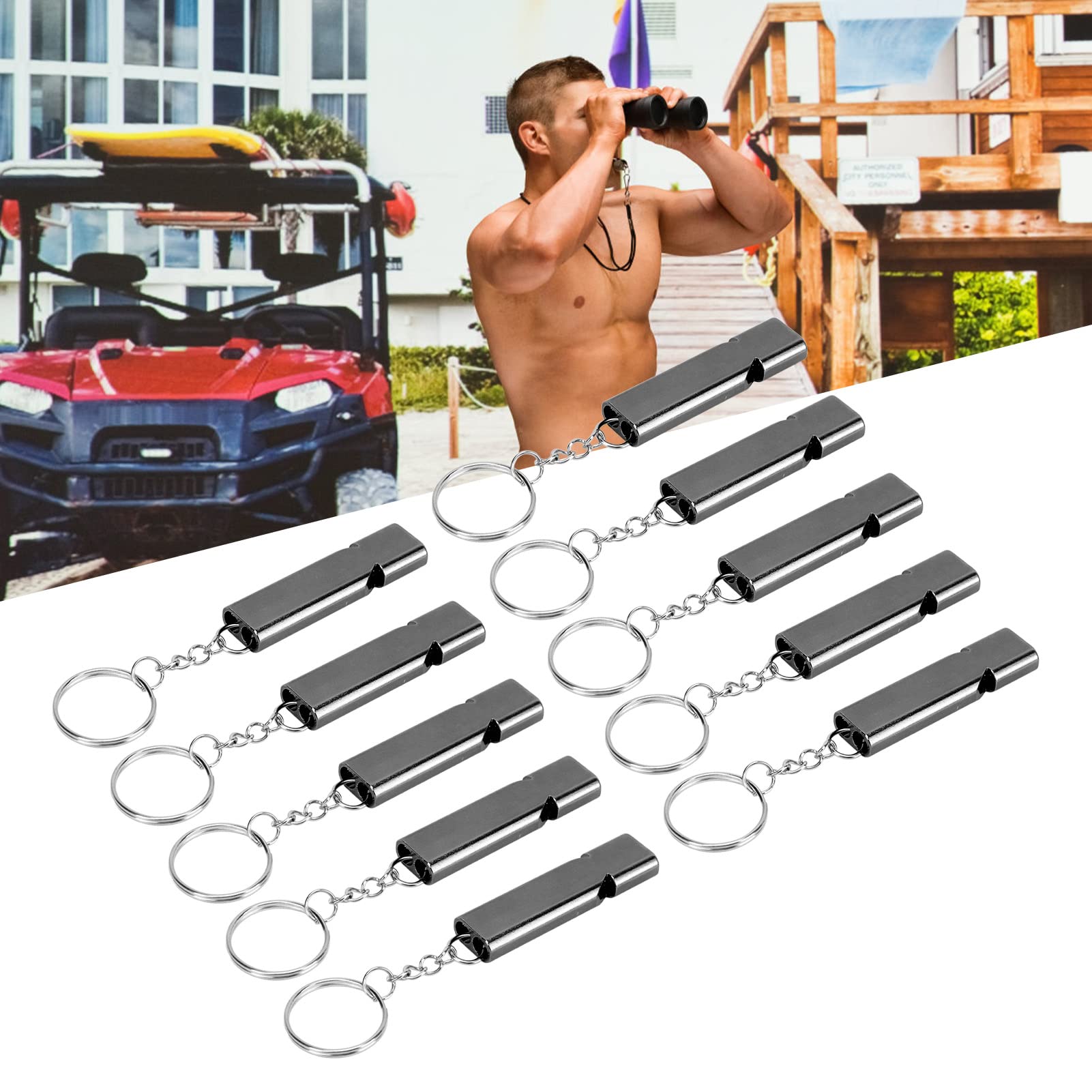 Lot De 6 Sifflets De Sécurité En Alliage D'aluminium – Porte-clés Pour Randonnée, Camping, Survie - 3