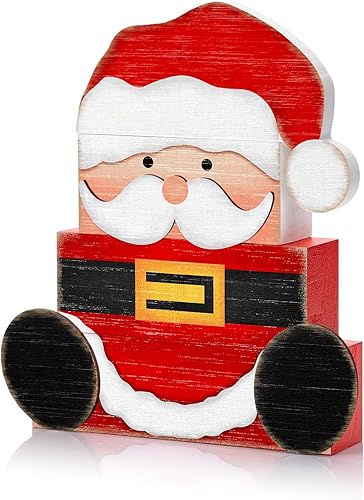 Miniatura 8 de Britimes Juego de 4 piezas de decoración de mesa de reno de Navidad, juego de decoraciones de bandeja escalonada de Navidad, reno de nariz roja con