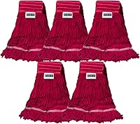 Vista 19 de Cabezal de trapeador industrial húmedo de alta resistencia, cabezal de trapeador amarillo de 21 onzas, de repuesto, de algodón, lavables