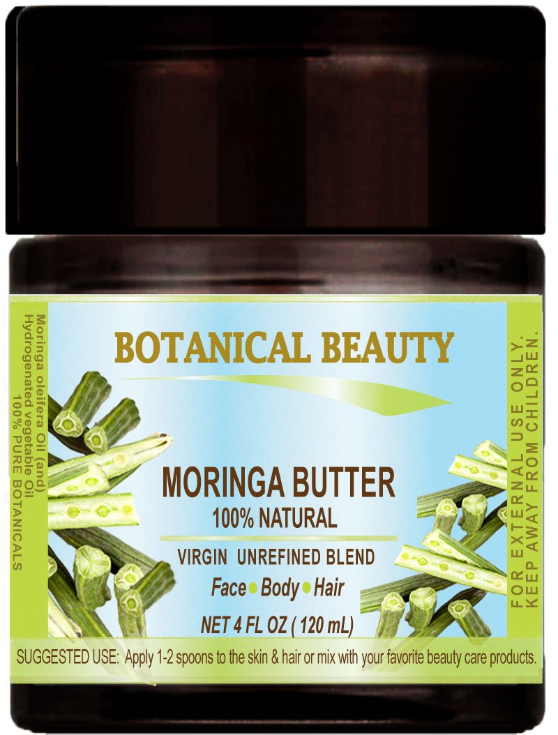 Botanical BeautyMORINGA BUTTER -OIL 100% Natural/VIRGIN UNREFINED BLEND / 100% PURE 4 Fl.oz.- 120 ml. For Skin, Hair and Nail Care.