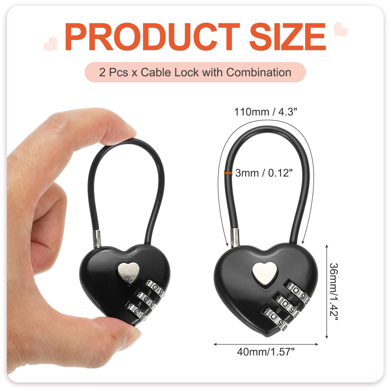 PATIKIL 3 Digit Cable Combination Lock - Image 2
