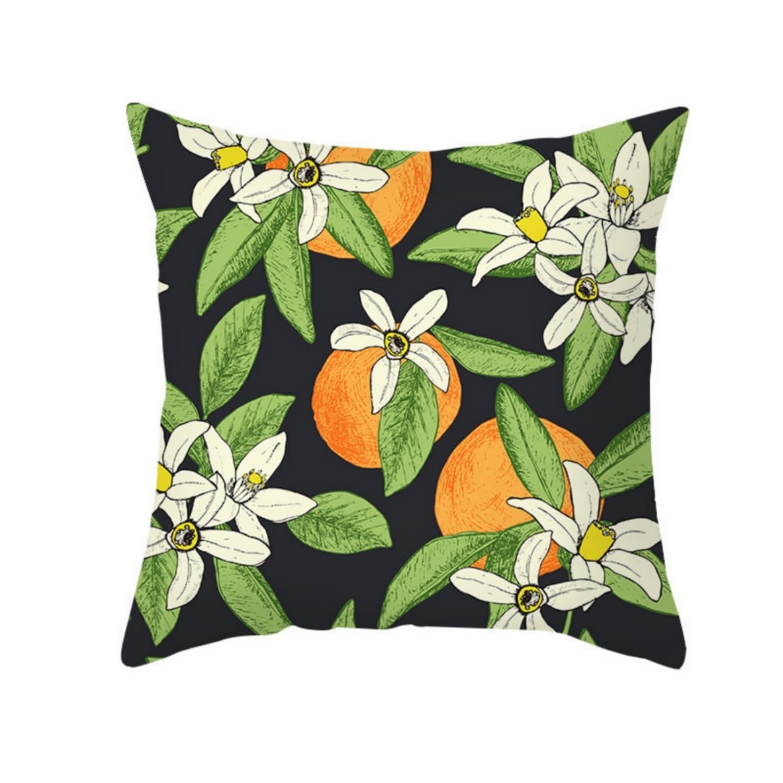 Cushion Covers 40cm x 40cm White Flower Pillowcase with Invisible Zipper,Decorative Throw Pillows Cover Thickened linen fabric sSfa Cushions Cover,for Home Décor, Bedroom & Sofa