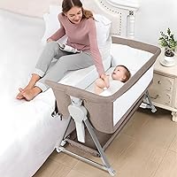 Vista 1 de Cowiewie Moisés Junto a la Cama, Moisés para Bebé con 7 Alturas Ajustables, Moisés Junto a la Cama para Bebé con Almacenamiento, Malla Transpirable