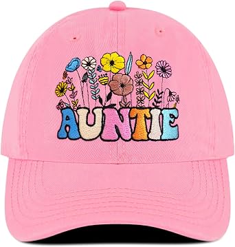 Embroidered Washed Baseball Hat Unisex Flower Adjustable Baseball Cap for Women Gifts for Birthday Aniversary Retired