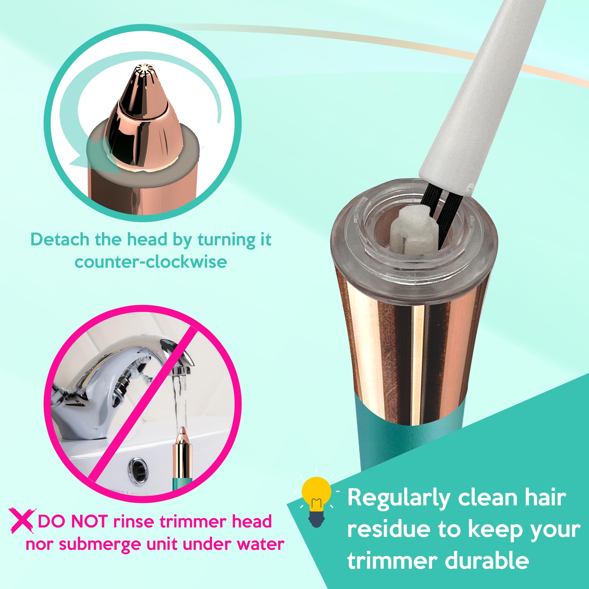 Removedor de cejas y vello facial 2 en 1 para mujeres, afeitadora eléctrica sin dolor, con chapado en oro de 18 quilates, recargable por USB, LED de 360° para depilación impecable de cejas y
