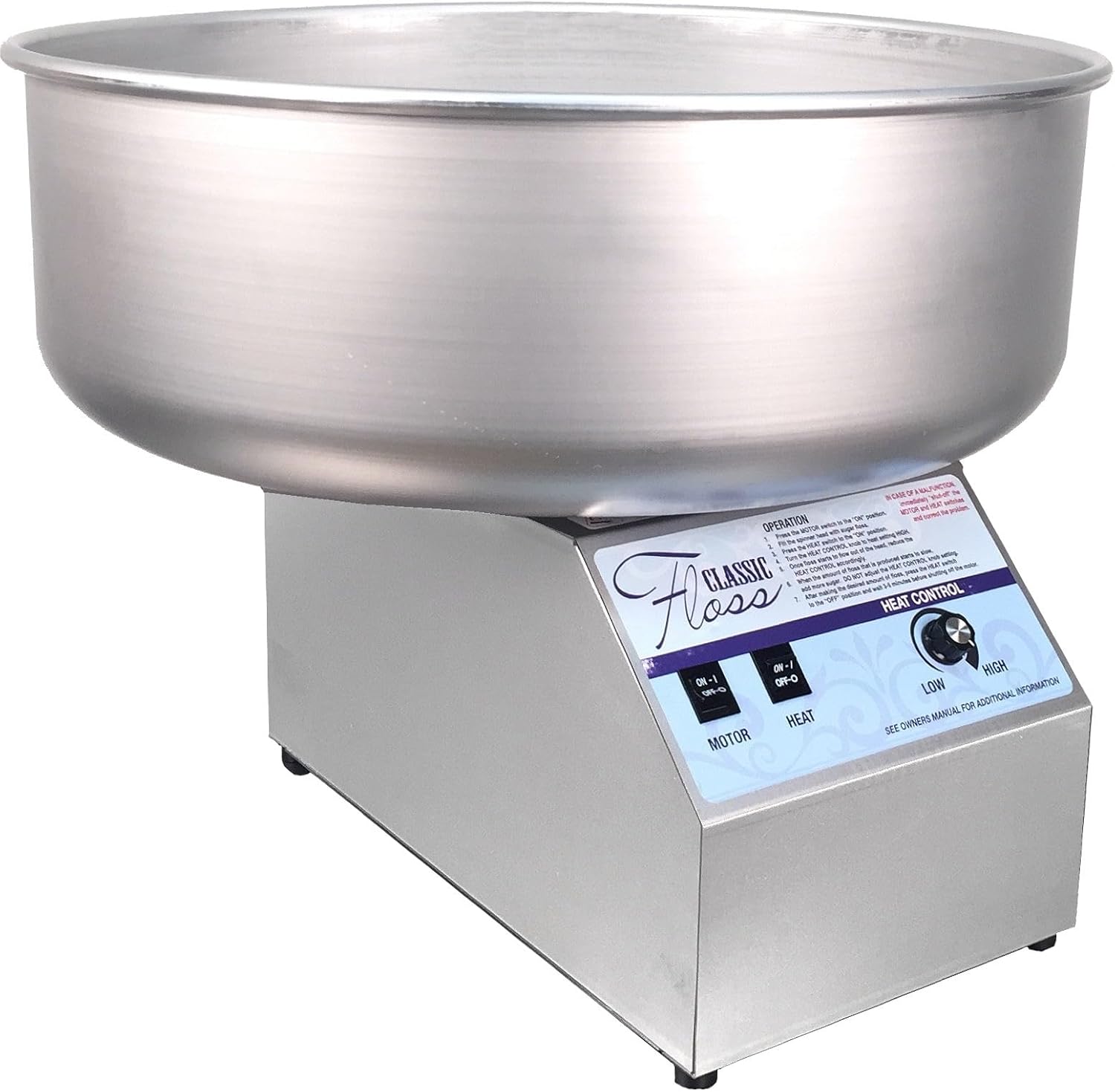 Classic Floss COMMERCIAL Cotton Candy Machine with Metal Bowl - For Professional Concessions