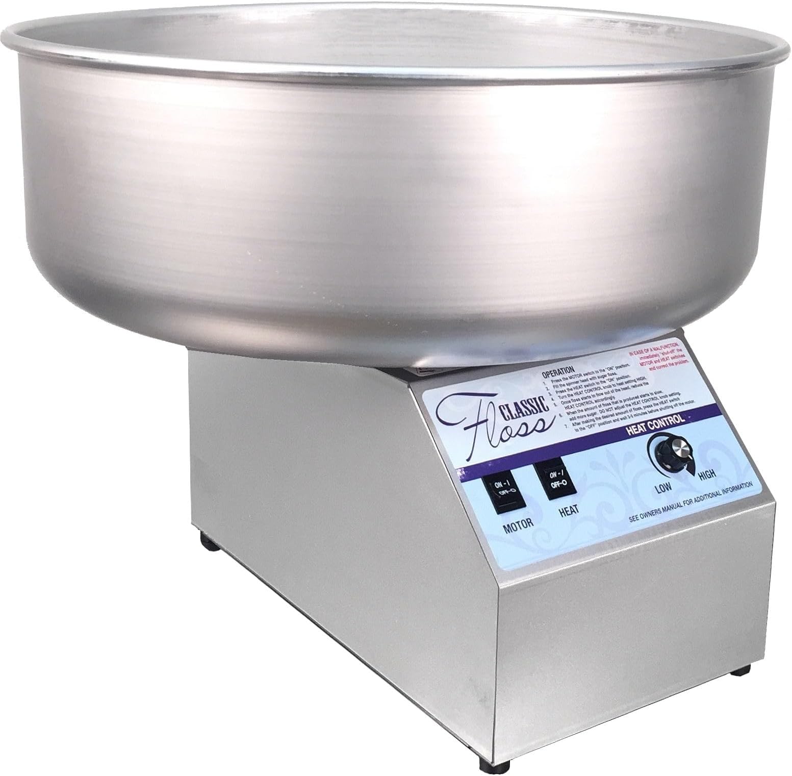 Classic Floss COMMERCIAL Cotton Candy Machine with Metal Bowl - For Professional Concessions
