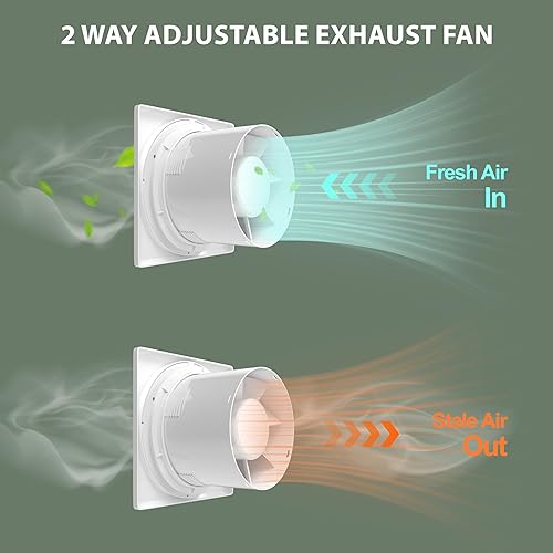 Miniatura 9 de Extractor de baño montado en la pared de 4 pulgadas con control remoto, no requiere conducto, motor EC de bajo ruido, fácil instalación de