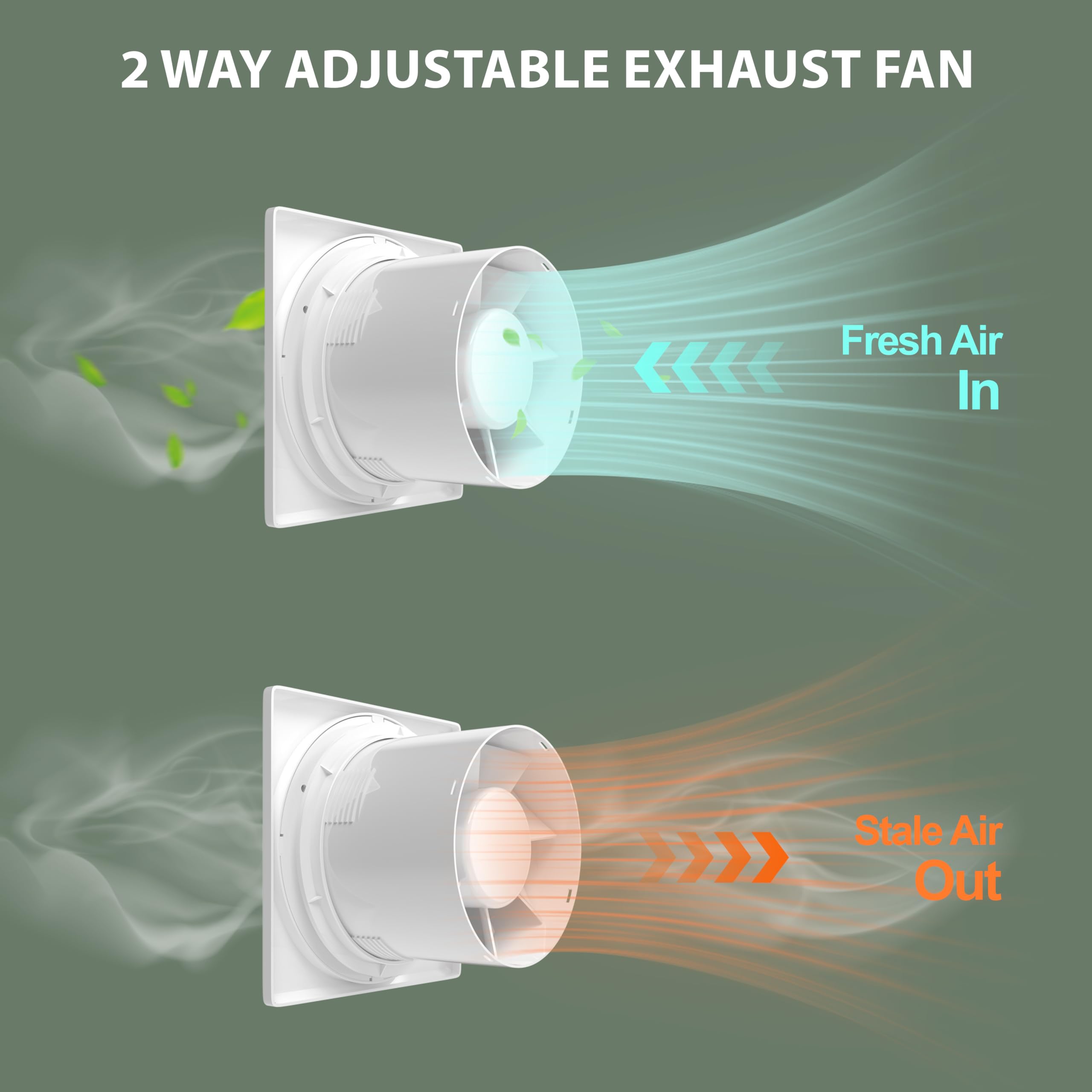 Ventilador de escape de baño montado en vidrio/pared de 4 pulgadas, ventilador de ventilación reversible EC Motor 10W, ventilador de ventilación de aire de fácil instalación, velocidad 9
