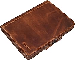 STILORD 'Ferris' Documentmap A4 Rits Leer Vintage Conferentiemap Laptop Case voor 13,3 inch MacBook Document Organizer Aktetas Lederen Map Echt Leder, Kleur:zwart