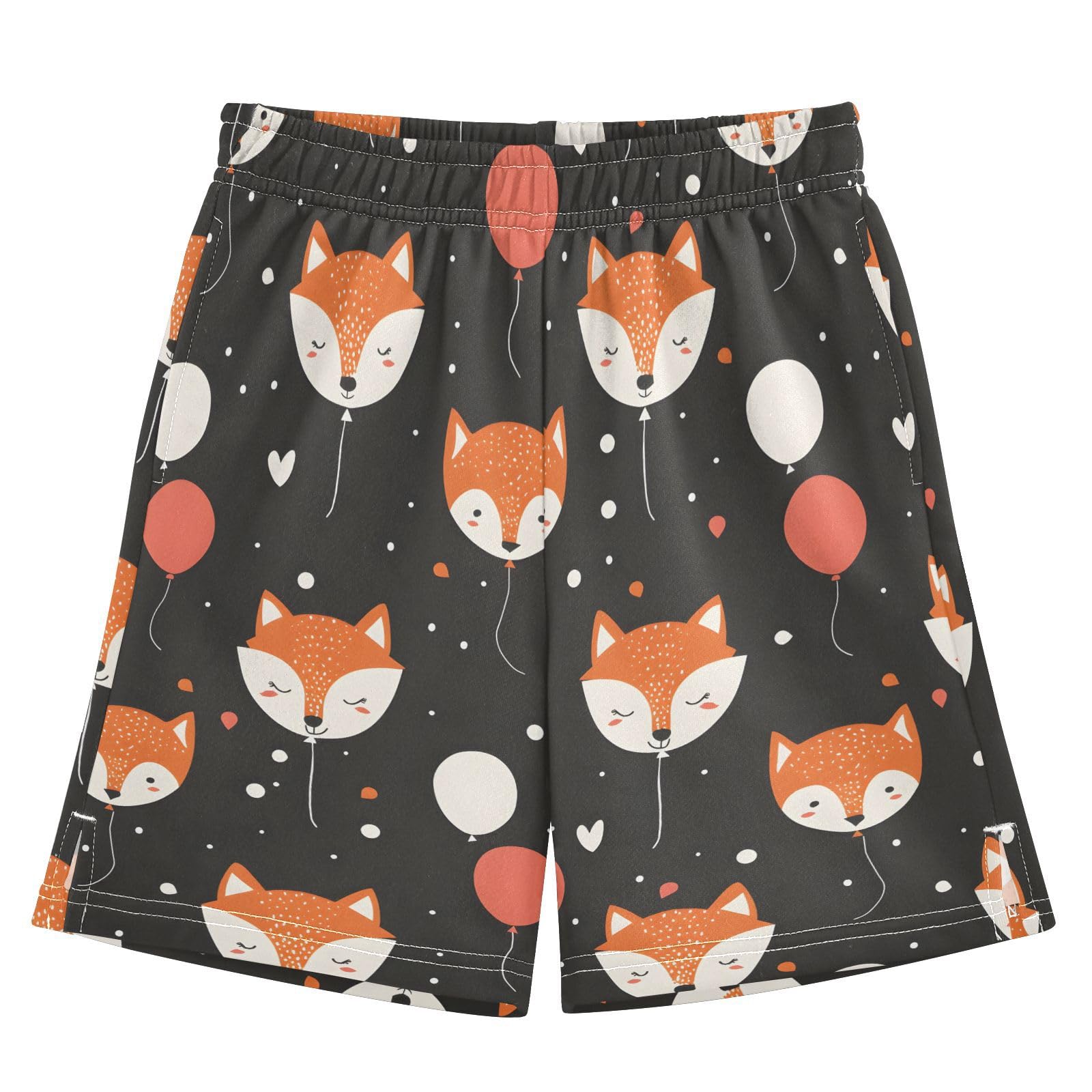 Cute Fox Balloon Boys' Shorts Summer Cotton Adjust Pocket Boys Shorts Size 8 Years Multicolor
