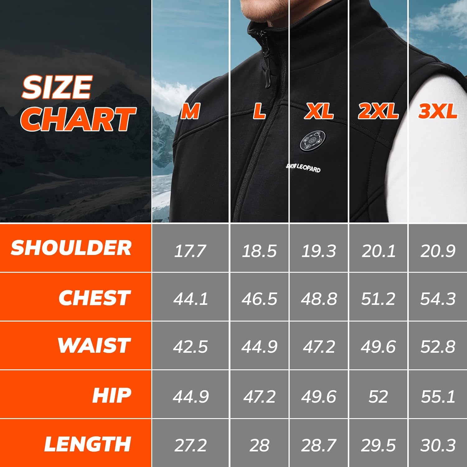 SNOW LEOPARD Heated Vest for Men Softshell Heated Vest with Battery Pack Included 7.4V 16000mAh Rechargeable Electric Vest - Image 5