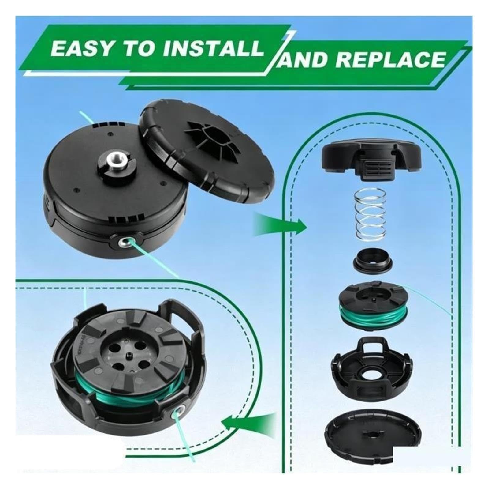DWO1DT995 Cabezal De Corte De Repuesto Con Carrete De Cuerda, Línea De 0.080" 20 Pies, Compatible Con Dewalt DCST920 DCST922 DCST925 DCST970 DCST990 DCST991