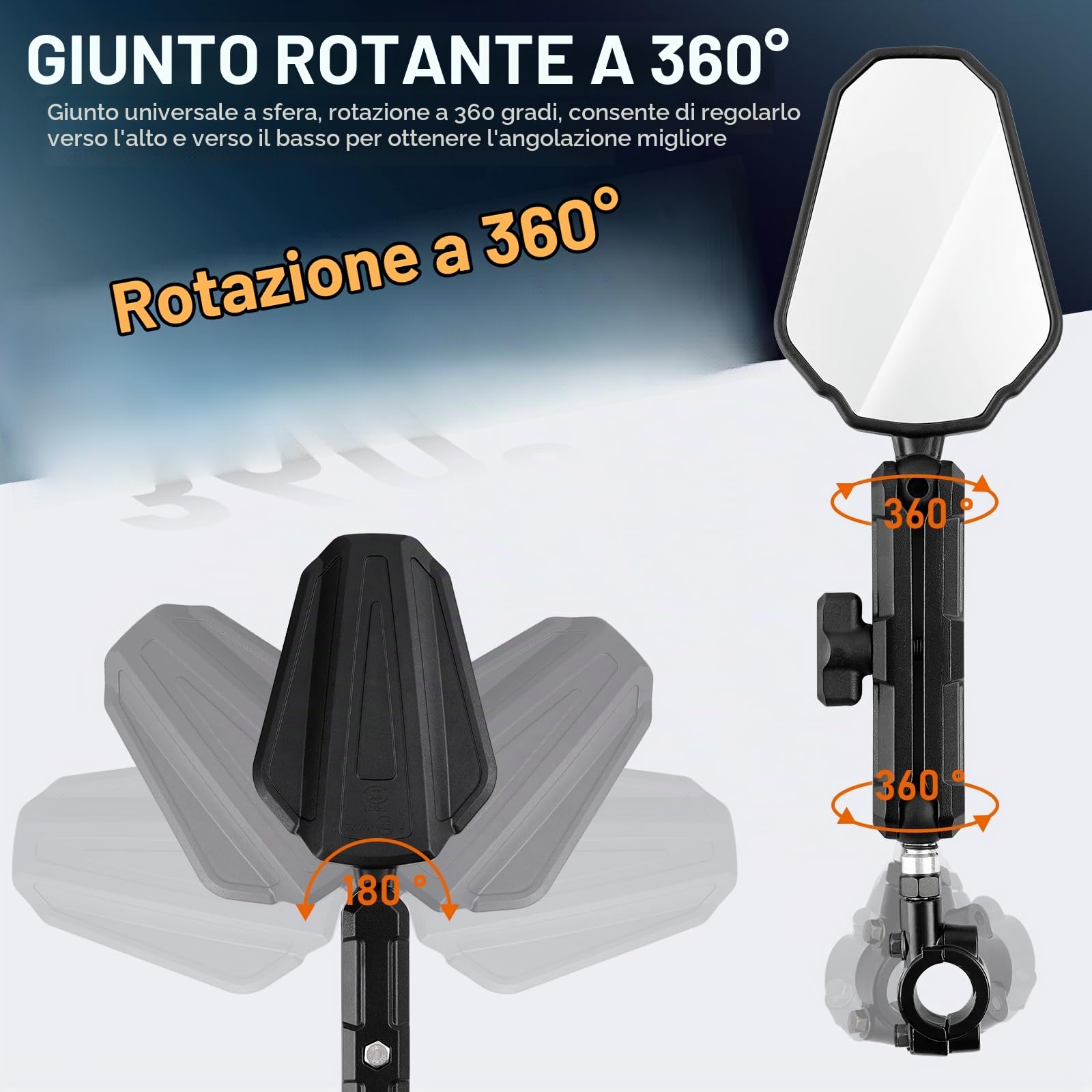 DREAMIZER Specchietto retrovisore per moto Adventure, Omologati E24 specchietti moto manubrio 22mm e 7/8", 8mm 10mm Specchietti Laterali Compatibile con RZR YFZ 790 890 adv ATV Quad Enduro Dirt Bike