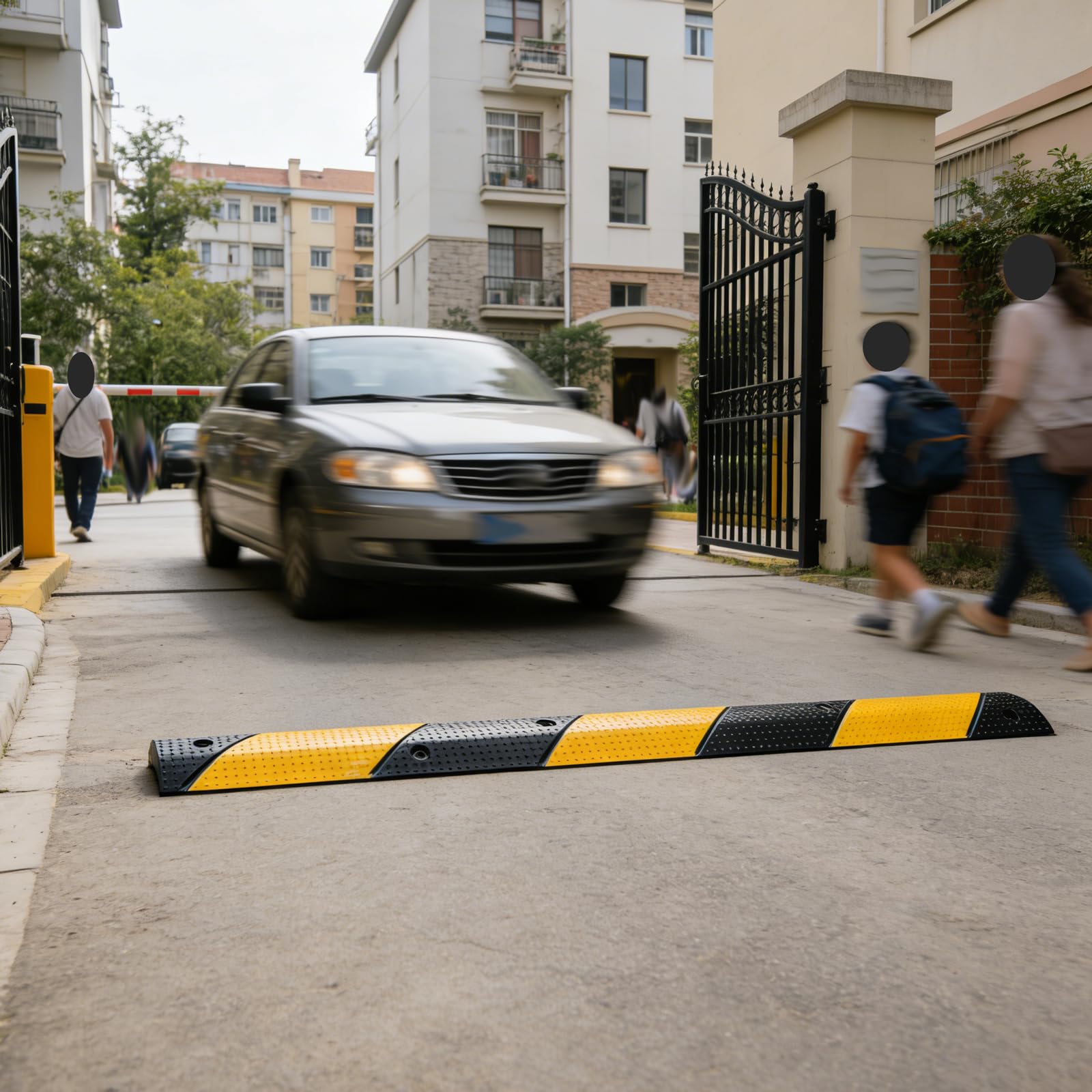 Reductor De Velocidad,Banda Reductora De Velocidad Vial,Badenes De Goma,Badenes para Garaje,Goma,Reducir La Velocidad De Los VehíCulos,para Rampa,Garaje,Suelo,Aparcamiento