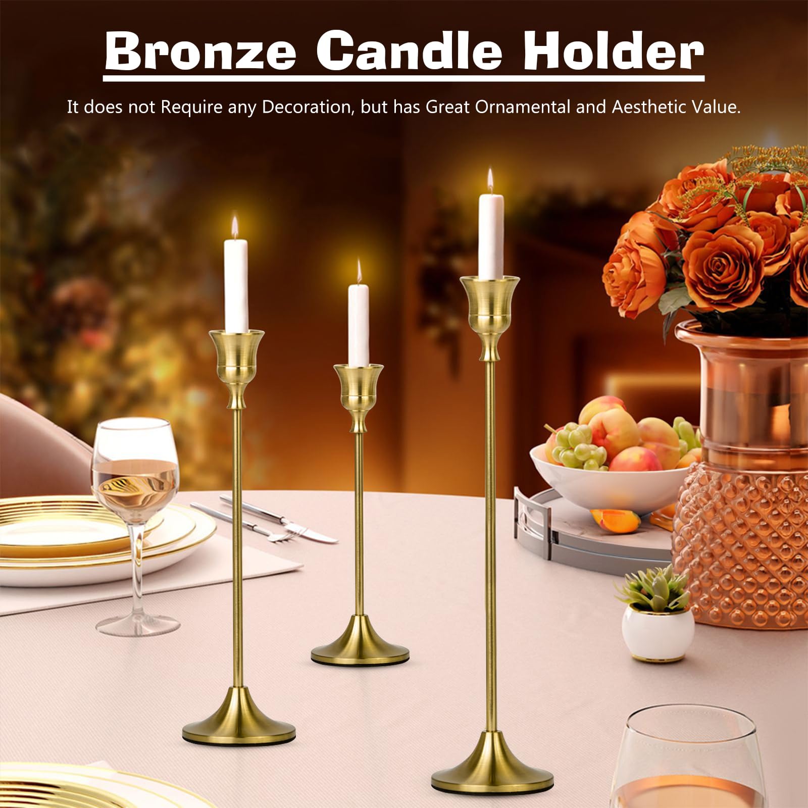 Set di 9 Candelabro Set,3 Dimensioni (19,5/23,3/27,2 cm),per Candele Coniche da 2.2cm,Moderno e retrò Domestica Decorazione,per Porta Candele da Tavolo,Matrimoni,Compleanni,Natale,Regalo.