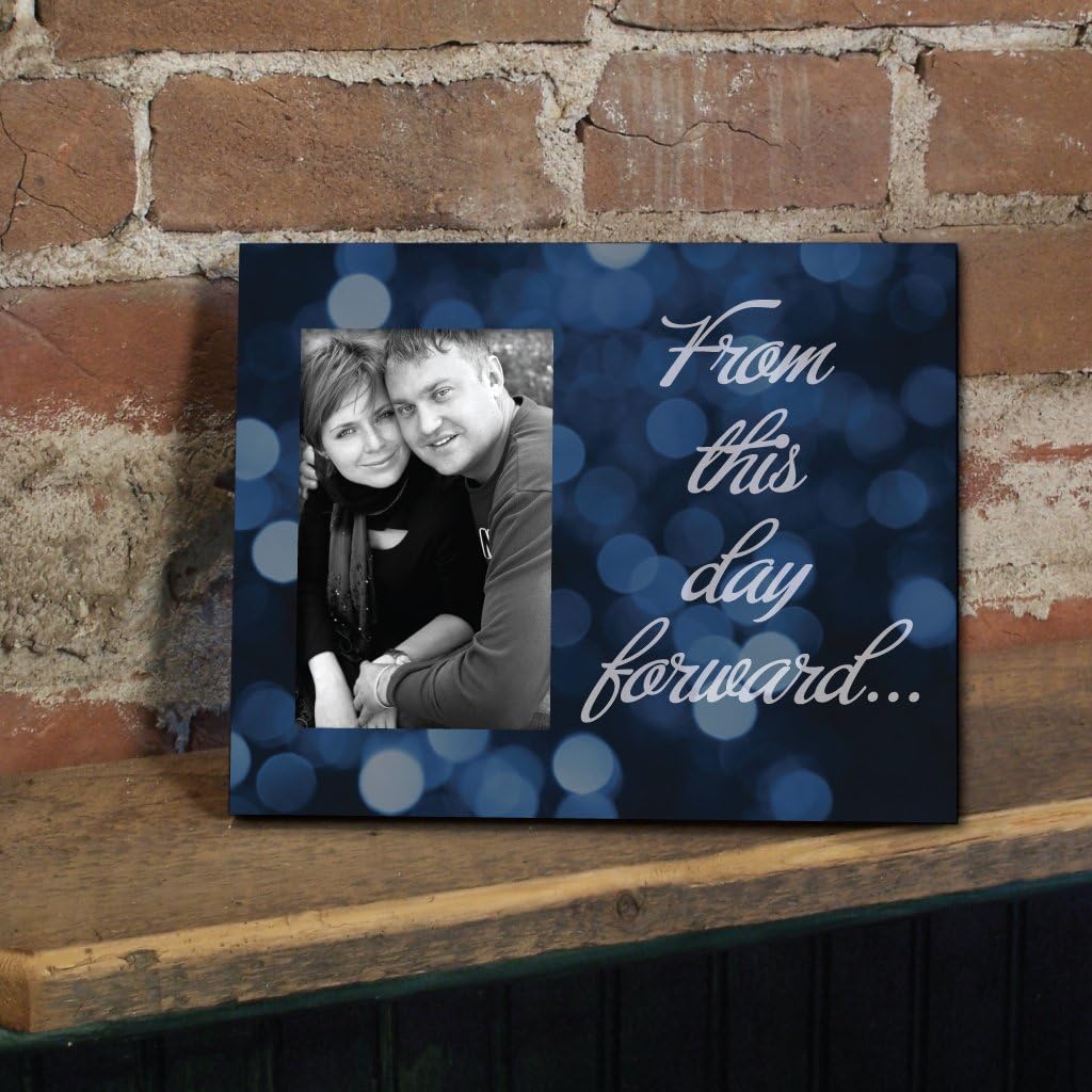 VictoryStore Gift Frame - Wedding Themed Picture Frame - Holds 4 inches x 6 inches Photo - from This Day Forward - Blue Bokeh Lights