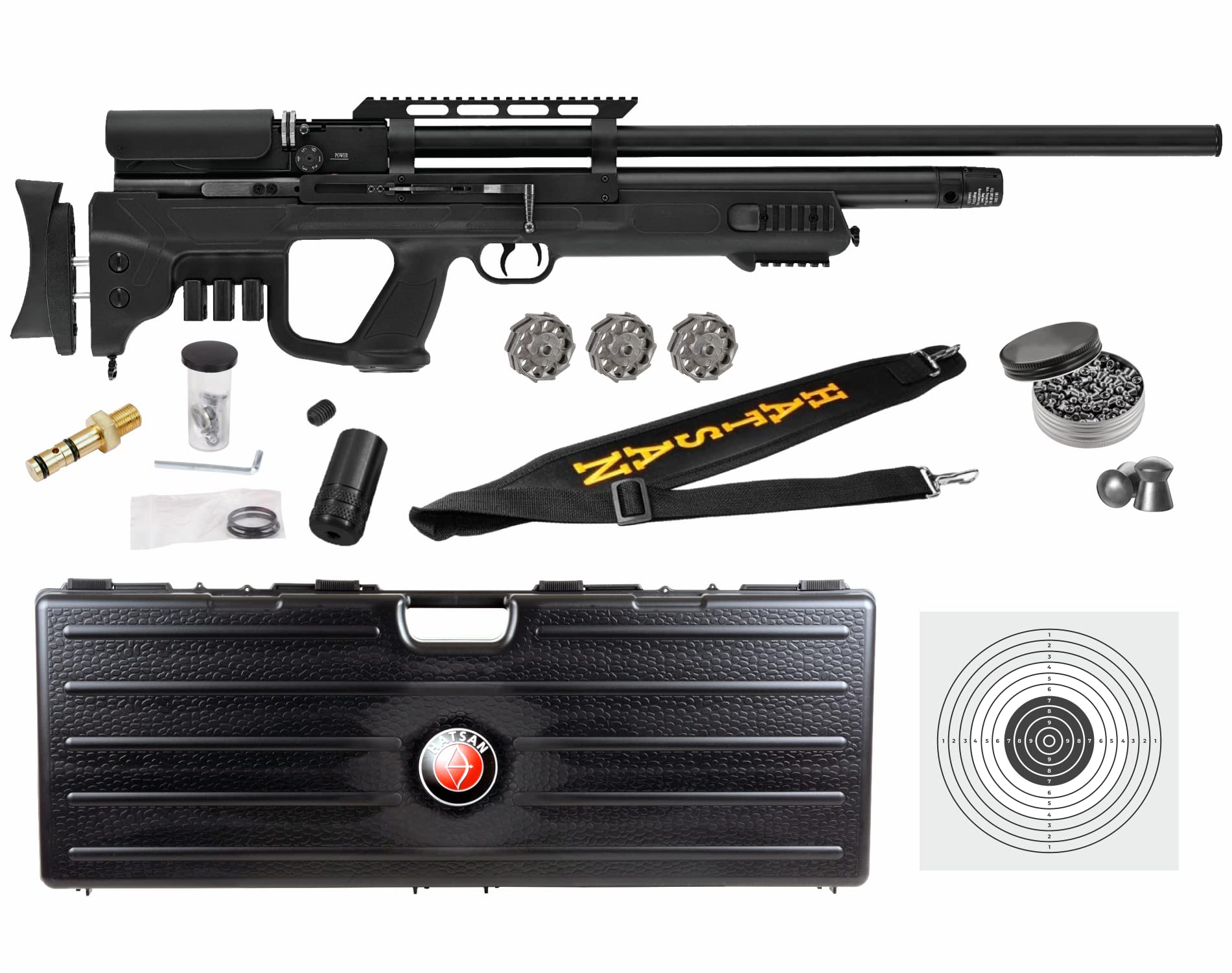 Hatsan Gladius Long .177 Cal Air Rifle with Included Wearable4U 100x Paper Targets and 500x .177cal Pellets Bundle