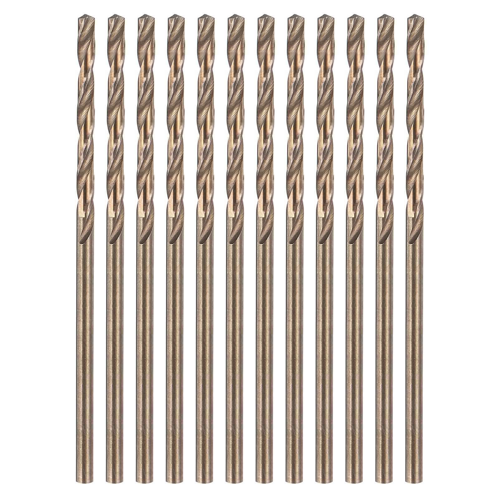 HARFINGTON 12pcs Cobalt Drill Bit, #46 0.081" HSS-CO Aircraft Twist Drill Bit with Straight Round Shank for Drilling Stainless Steel Cast Iron Tough