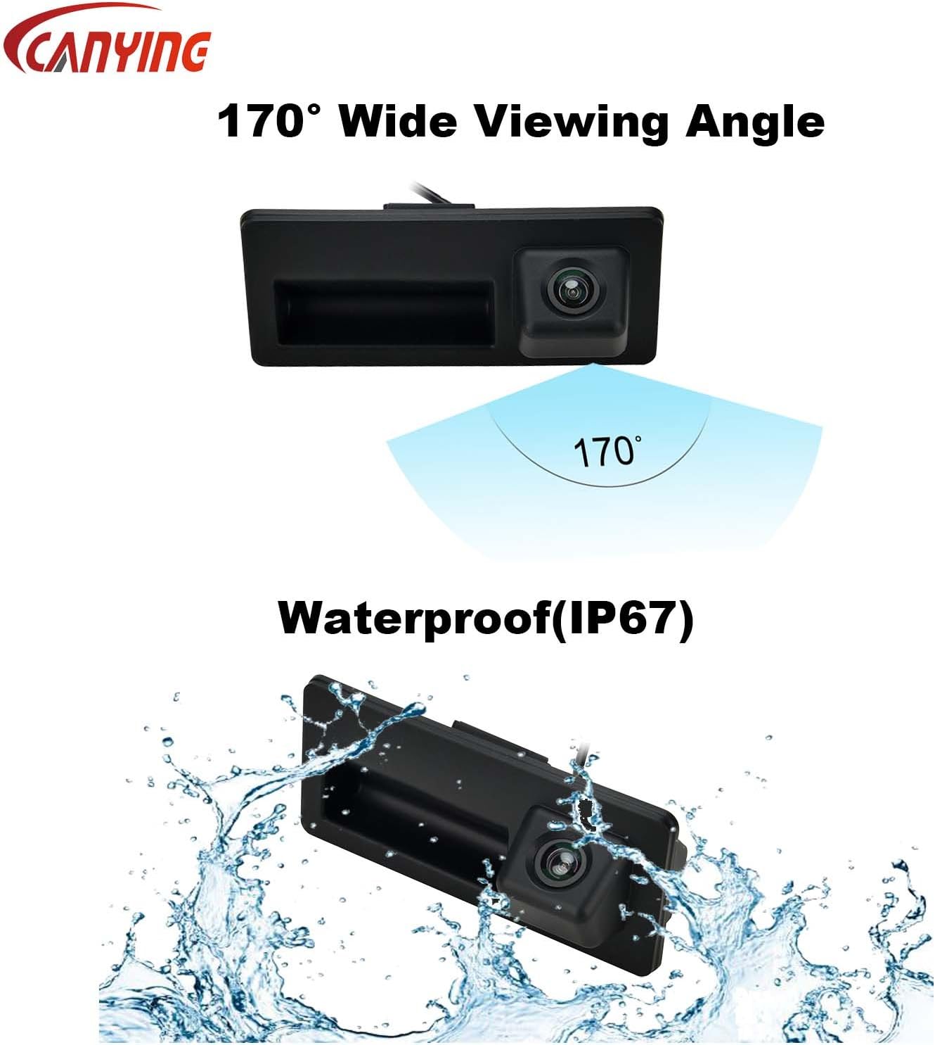 Car Trunk Handle Dynamic Camera Rear View HD Camera for Audi A4 A5 S5 Q3 Q5 for VW Passat Tiguan Golf Passat Touran Jetta Sharan Touareg with Moving Guide Parking line