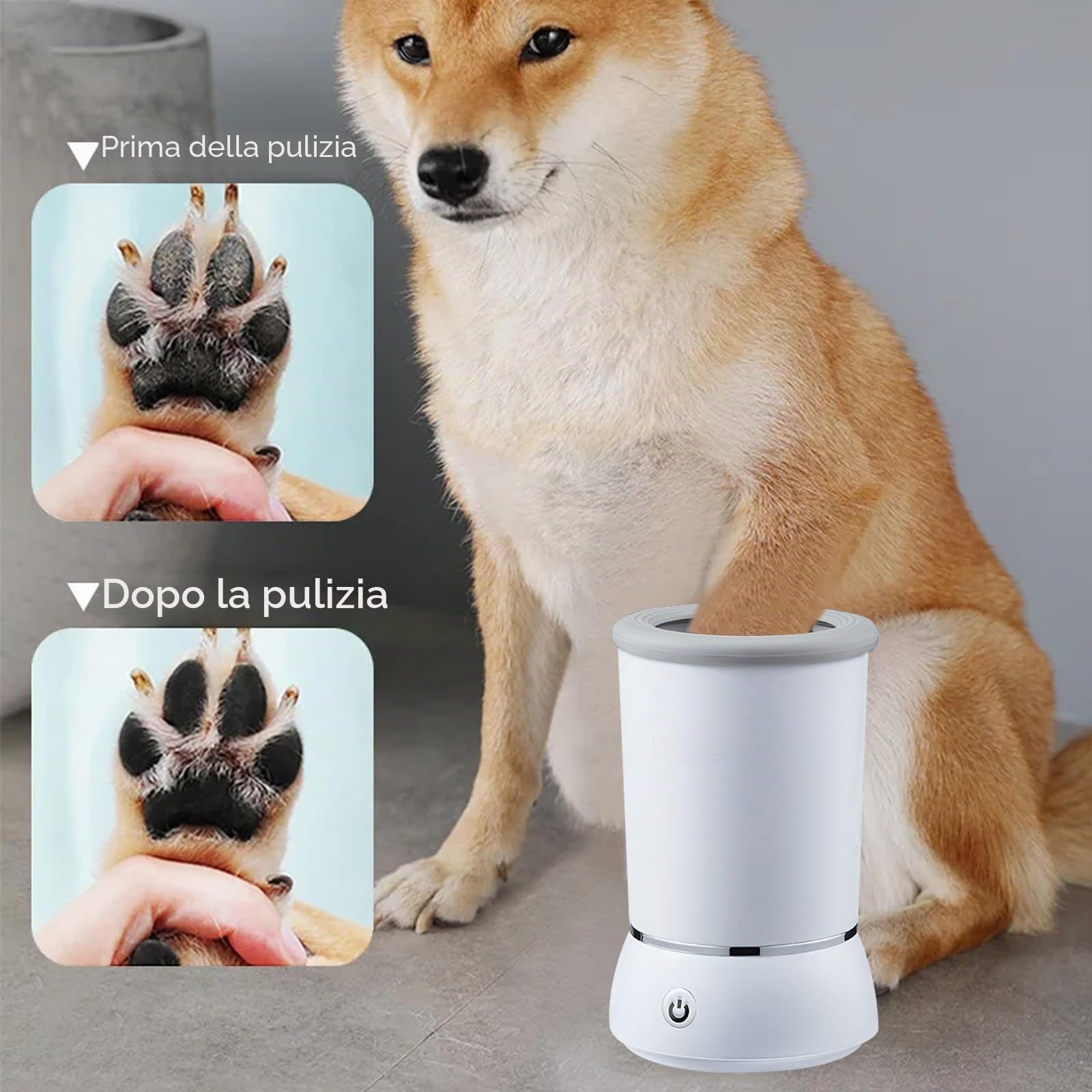 Pulitore automatico per zampe di cane, pulitore per zampe di cane, in silicone, per cani e gatti elettronici, portatile, pulitore per zampe, 360° per massaggio, pulizia del pelo
