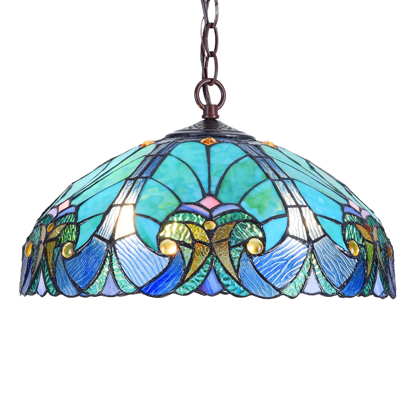 Buy Doowin Tiffany Style Pendant Light, 16” Wide Vintage Mission Style