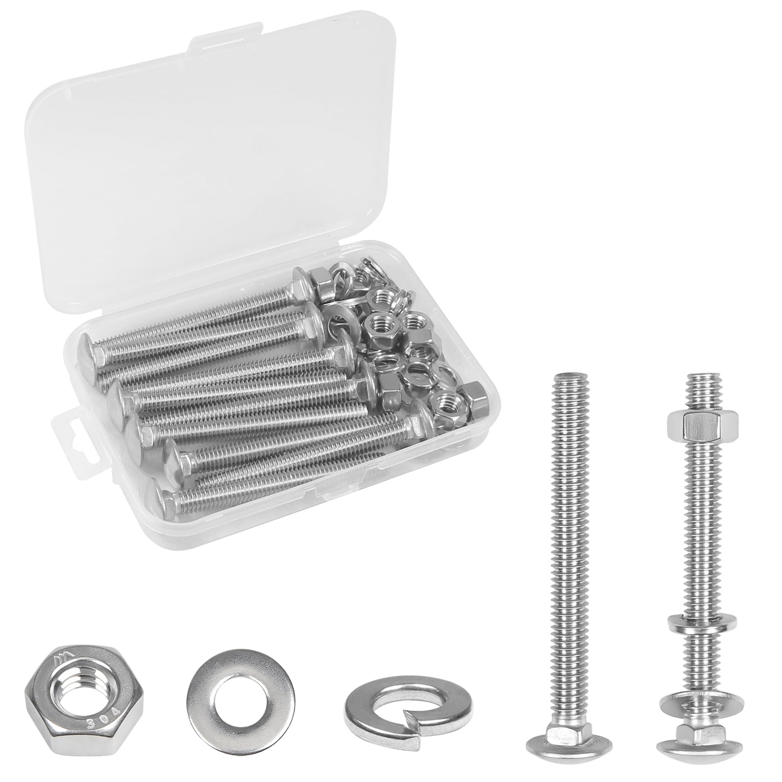 Stainless Steel Carriage Bolts - 10 Sets -11