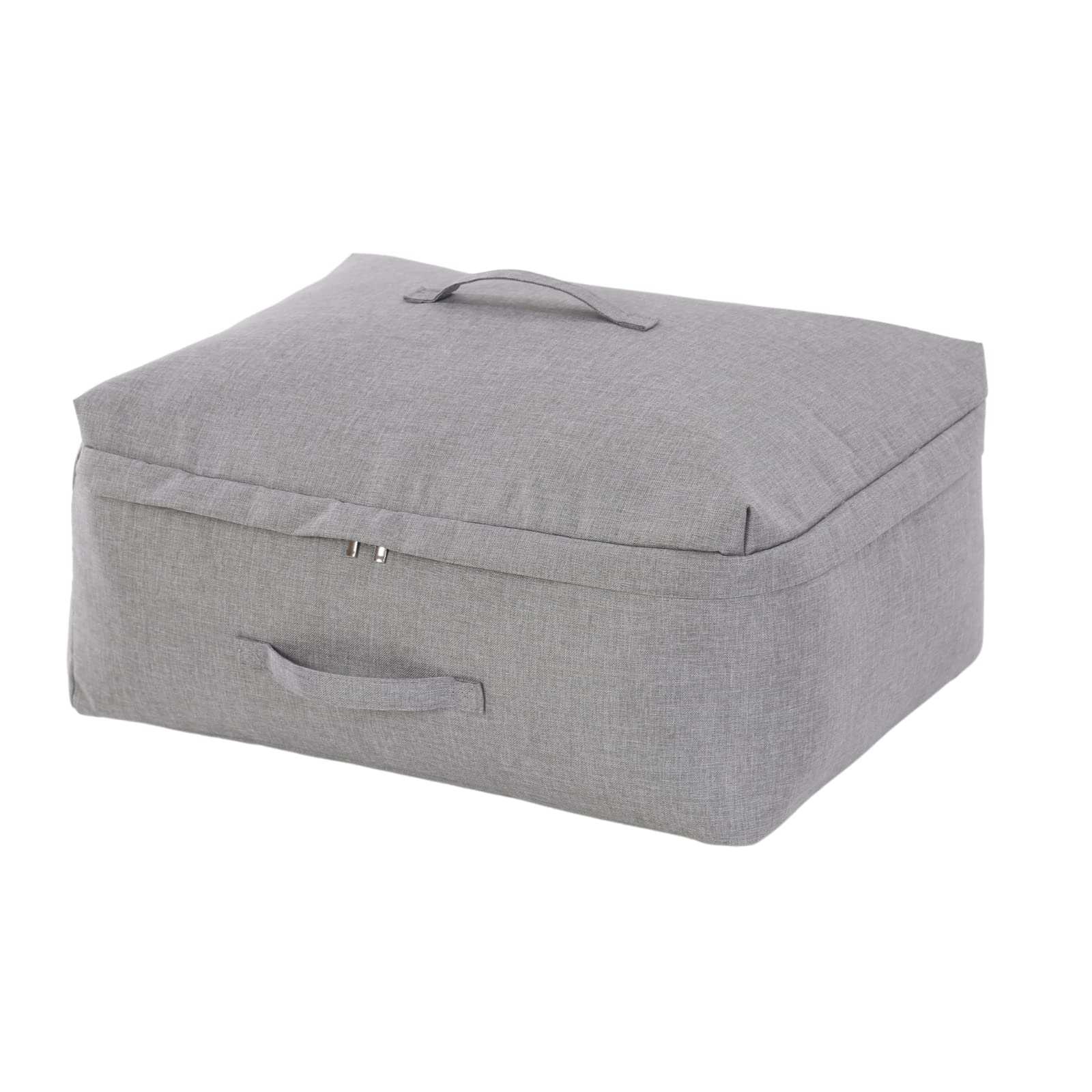CANFOD Moisture-proof Clothes Storage Bag Organizer 1-Pack, Large Capacity Storage Container with lid, Foldable Closet Organization, Sturdy Handle Storage Bin for Comforter Blanket Pillow Bedding and Quilt (L（22x16x9in）, Light grey)