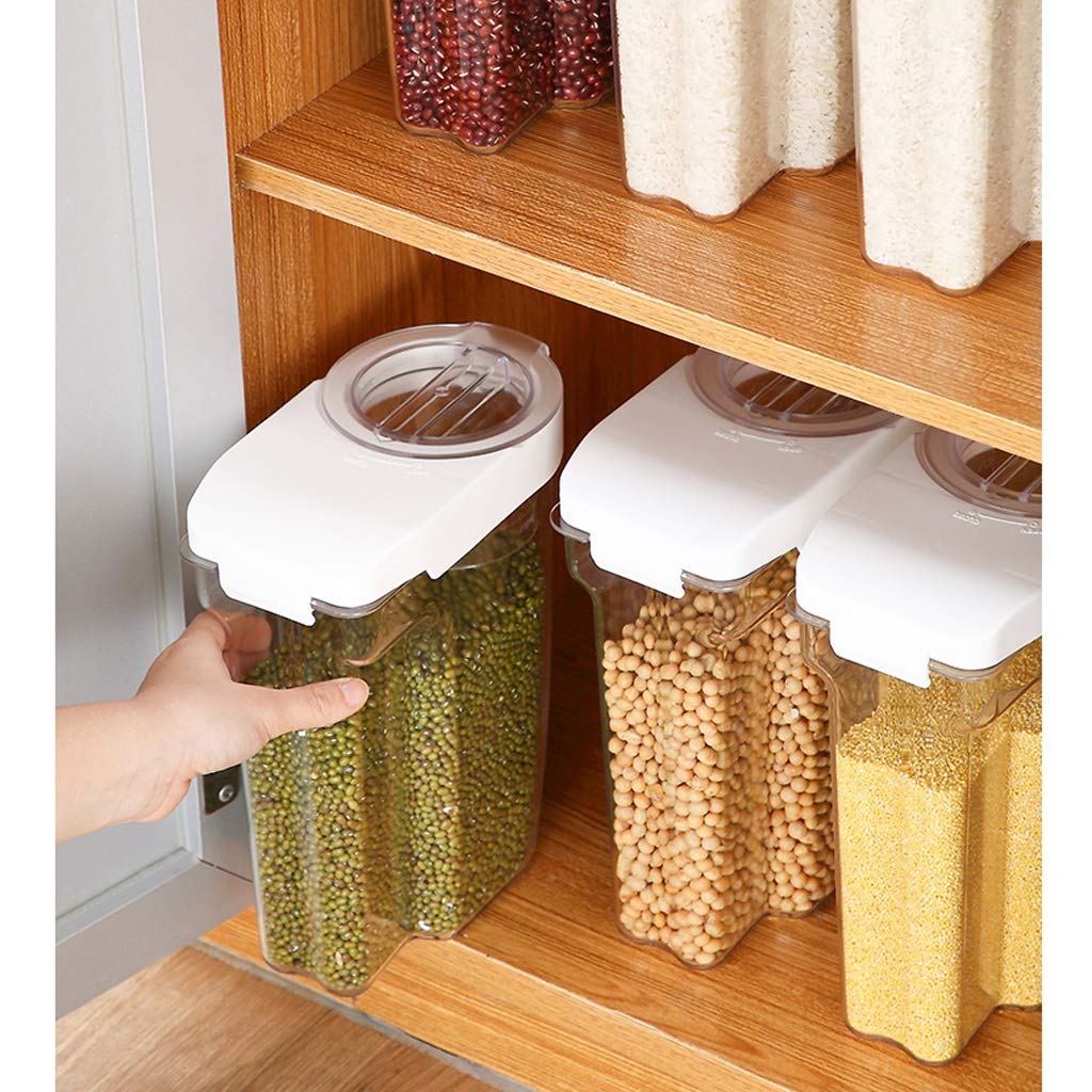 Botes para Alimentos Contenedor de almacenamiento de cereales de arroz cubierta Escala de cocina recipiente de almacenamiento for mascotas Organización almacenamiento de grano de arroz Botes Hermético