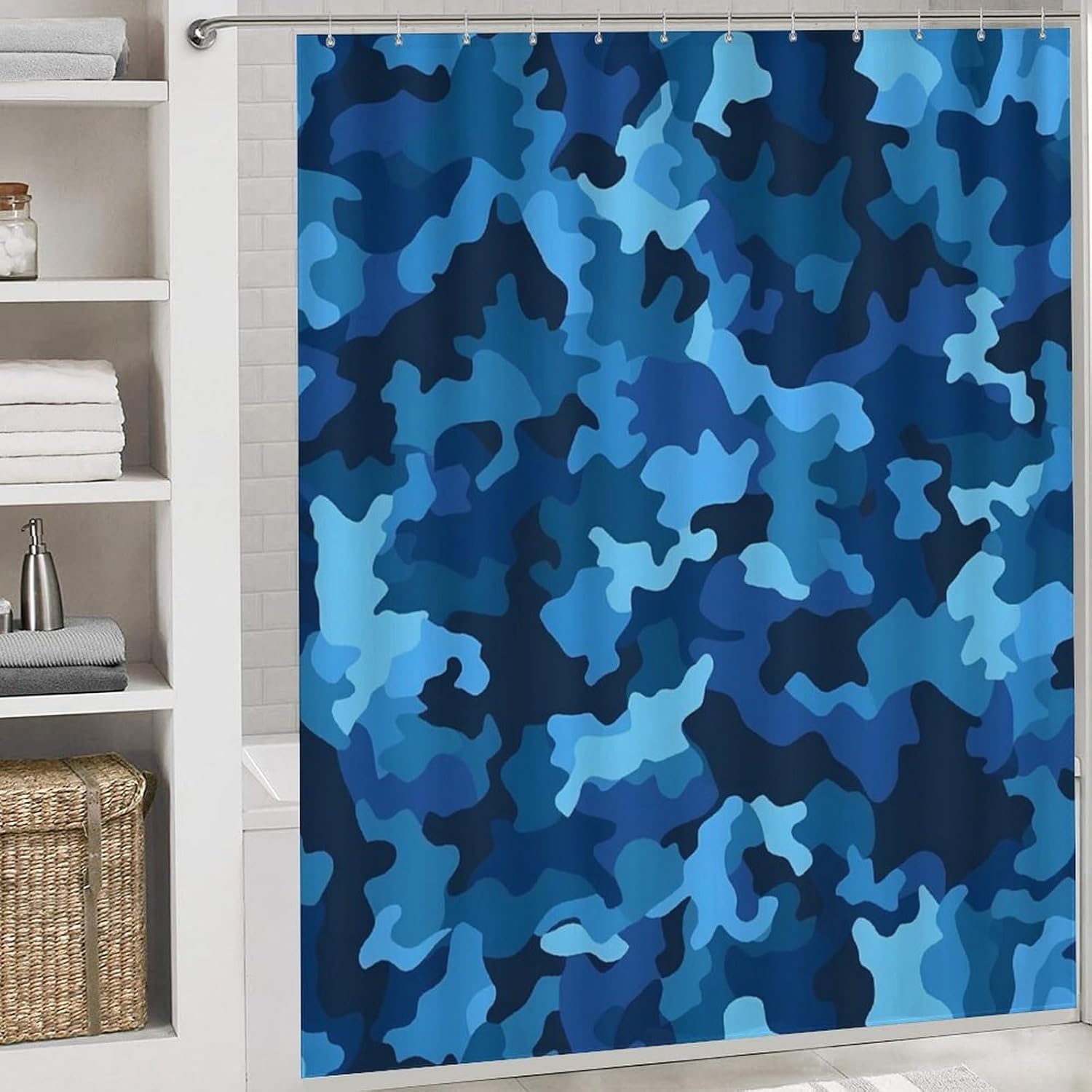 Four Piece Bathroom Set with Toilet Lid Cover and Non-Slip Rugs Minimalist Shower Curtain for Bathroom Set