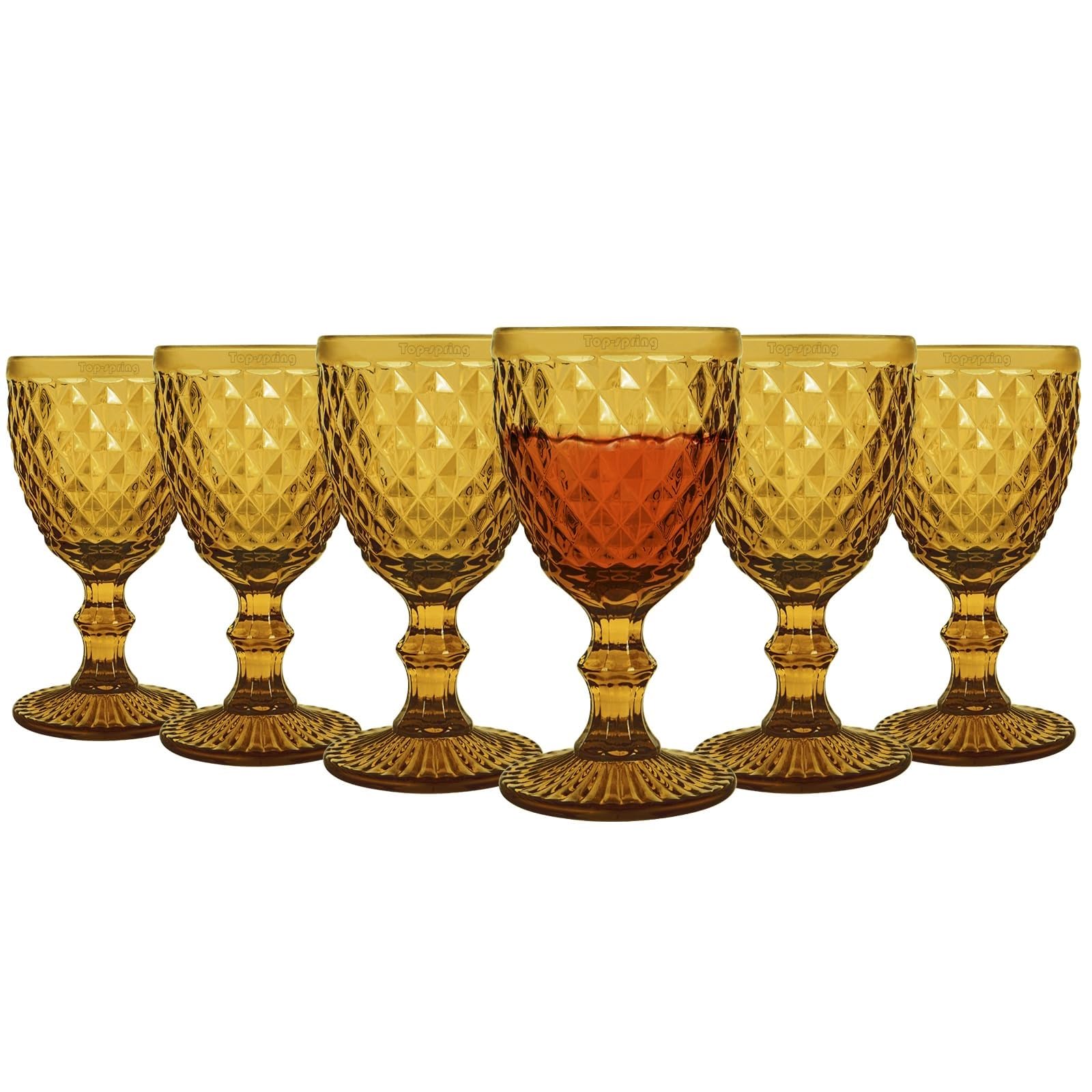 Juego de 6 copas de vino con relieve de primavera superior, 8 oz, copas vintage, cristalería for uso doméstico Vaso para bebidas