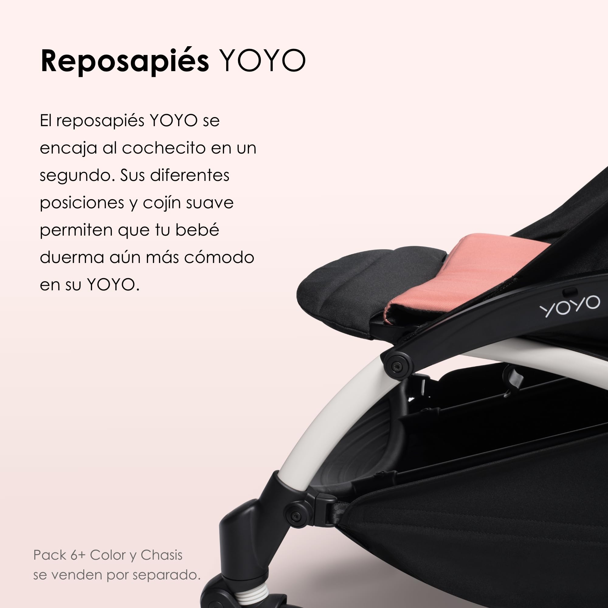 Reposapiés BABYZEN YOYO, Negro - La posición reclinada y el cojín Blando proporcionan una Comodidad Adicional en el Cochecito - Fácil de Sujetar y Limpiar