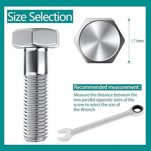 Miniatura 4 de Lanzeuta Llave de trinquete métrica de 0.709 in con 72 dientes, llave de extremo de caja de cromo vanadio de 12 puntos, llave combinada métrica para